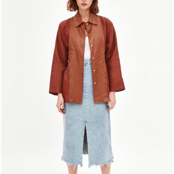 Zara Denim Midi Skirt with Uneven Hem - Picture 2 of 5